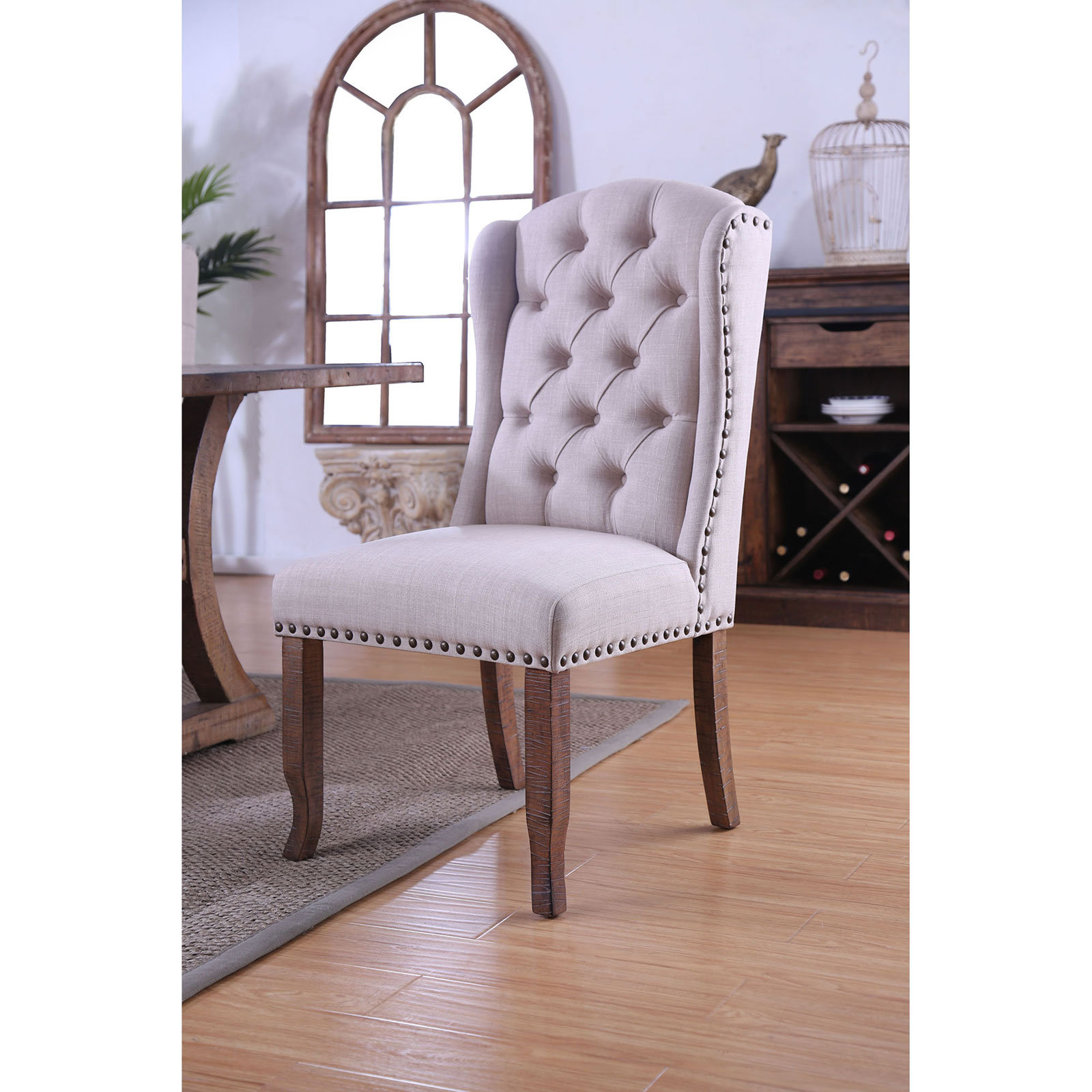 Loon Peak Halpin Tufted Wingback Side Chair in Ivory Wayfair